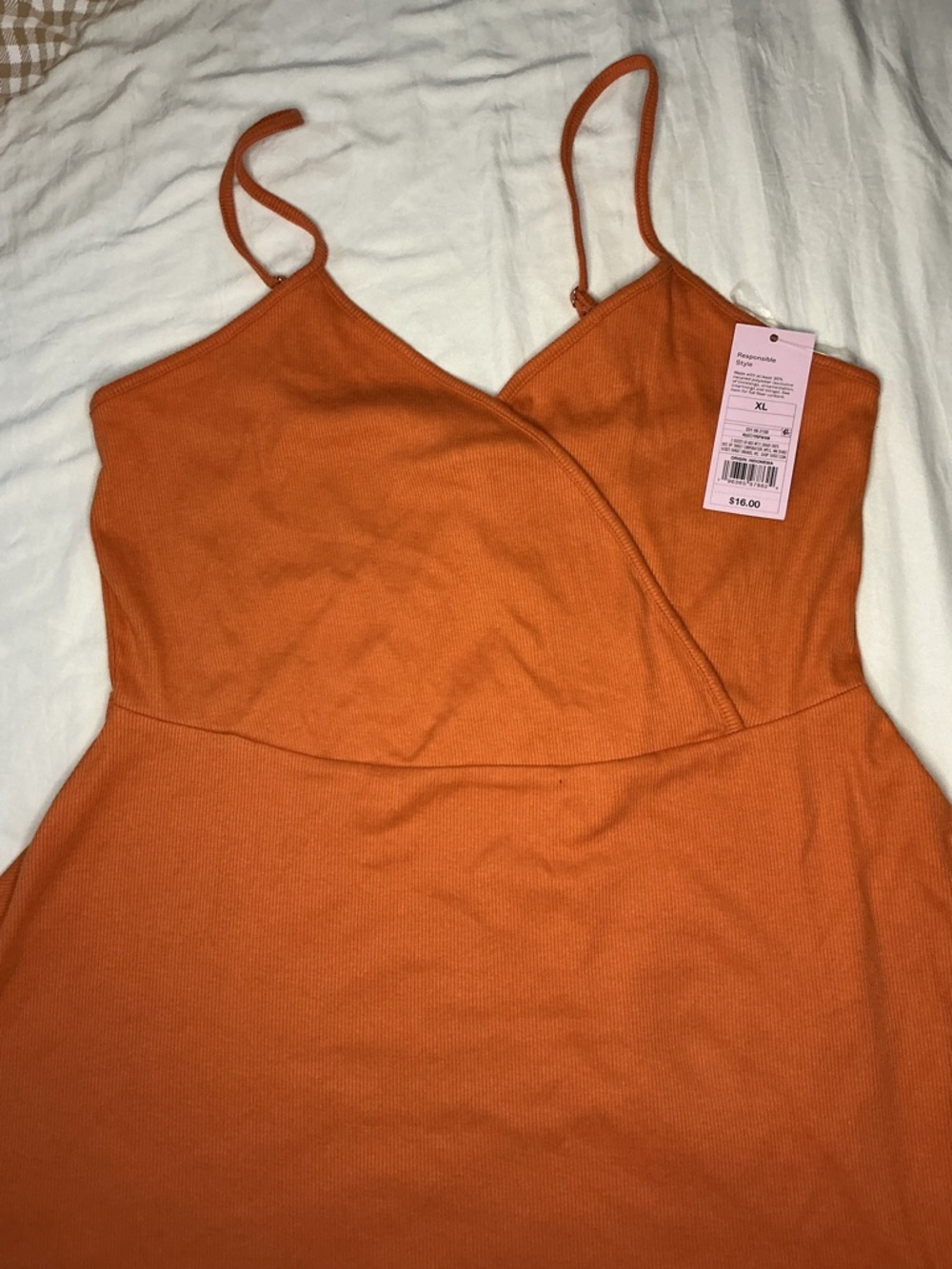Dress wild fable Extra Large Orange Ribbed Cami With Spaghetti Straps